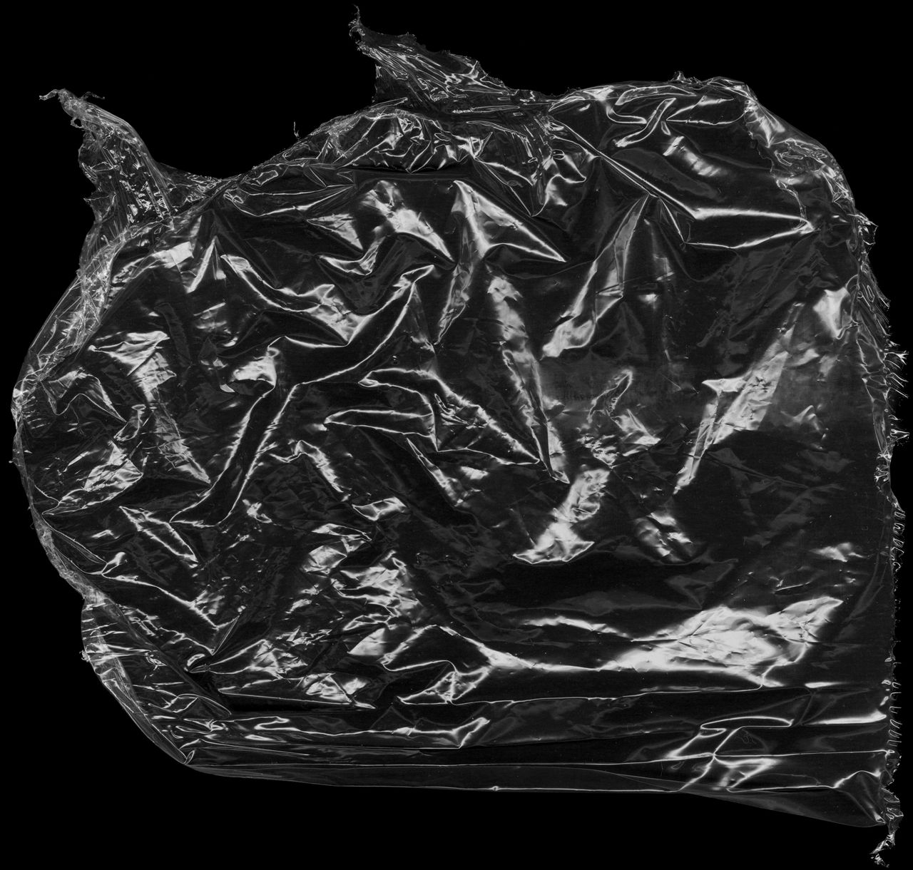 High-resolution image of crumpled plastic wrap showcasing texture and detail.